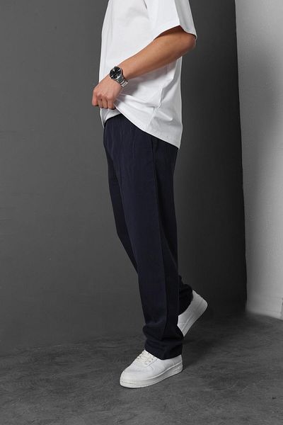 Slatra Ανδρικό φαρδύ παντελόνι Navy Blue - Μαλακό ύφασμα