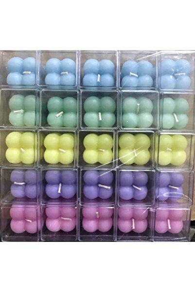 Genel Markalar 50 adet RENKLİ  MİKA  kutulu mini bubble mum Düğün, Nişan, Nik...