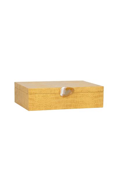 MOENAStudio Decorative Crocodile Patterned Large Size Yellow Colored Faux Leather Box