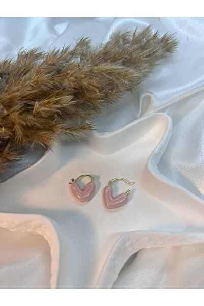 Yıldız Accessory Pink Jewelled Heart Earrings
