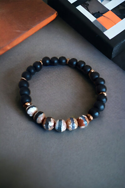 MGA DOĞAL TAŞ سوار من الحجر الطبيعي - حجر العقيق التبتي، العقيق، الهيماتيت