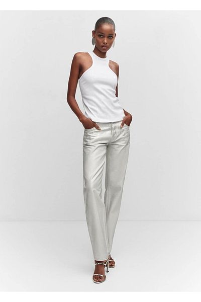 MANGO Woman Neckholderbluse mit Pailletten