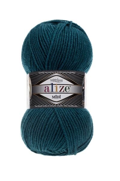 Alize 5 Pieces Superlana Midi 212 Petrol Hand Knitted Vest Cardigan Scarf Sweater Thread