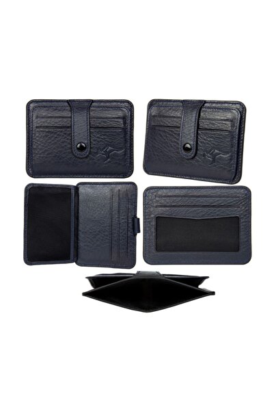 KANGAROO KINGDOM Cüzdan Kartlık Hakiki Dana Deri Lacivert Unisex 2233-1-l