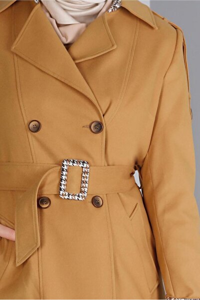 Alvina KAZAYAĞI DESEN DETAYLI DÜĞMELİ TRENÇKOT 10680