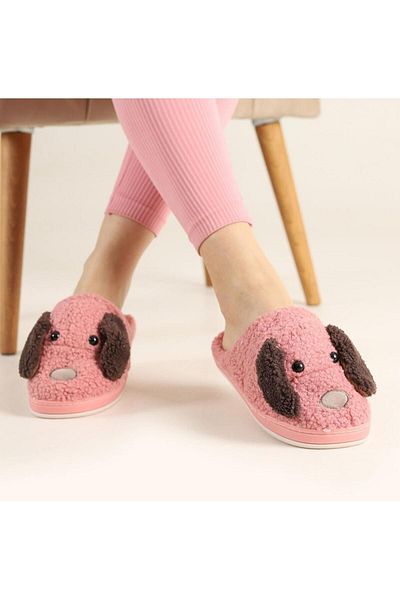 Beyond Γυναικεία Πούδρα Doggy Furry Puppy Λεπτομερείς γούνινες εσωτερικές αντιολισθητικές σόλα παντόφλες σπιτιού 3cm BYNDSHRDOG01