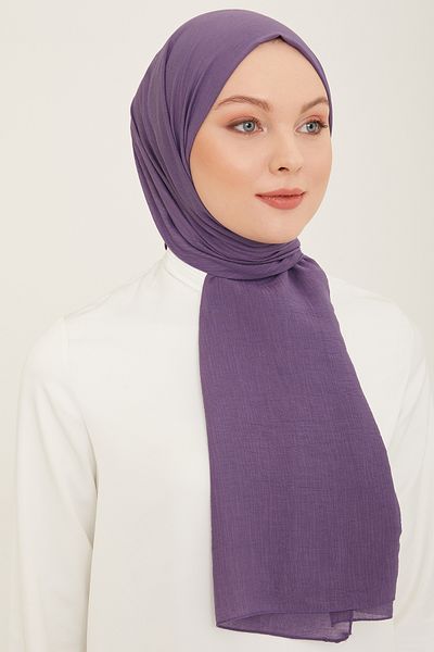 FRESCO SCARFS Woody Armine Trend - Απλό βαμβακερό γυναικείο σάλι Hijab PURPLE