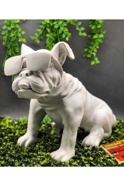 HAND DEKOR Dekoratif Ham Gözlüklü Buldog Heykel Biblo Obje