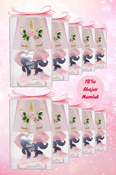 Tiem Concept Hediye Kutulu Kişiye Özel Unicorn Temalı Abajur Mum Set 10'lu