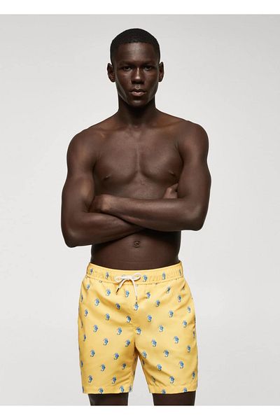 MANGO Man Badeanzug mit Seepferdchen-Muster