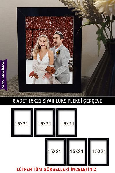 Bytwo 6 Pieces 15x21 A5 Black Mirror Plexiglass Frame - Luxury Plexiglass Frame