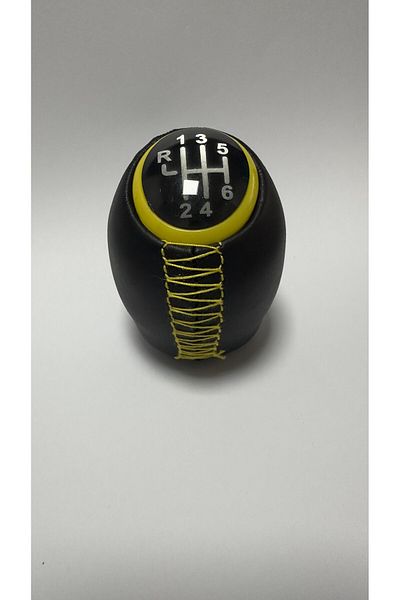 imza direksiyon kılıfı YELLOW Leather Gear Shift Knob for Renault Megane 3 / Fluence / Scenic 3 - 6 Forward