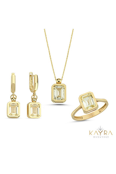 Kayra Mücevher Topaz Taşlı Altın Takım Tkm04