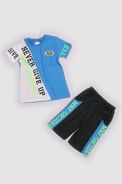 Peki Cumpărați 5 Pay 4 Summer Boy din Jersey Bumbac Never Give Up Tricou imprimat și sortați Set 2 piese 13645