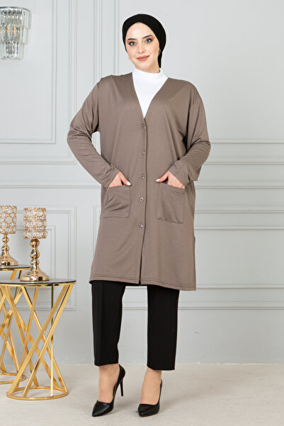 MODA Cardigan lung și subțire din bumbac pieptănat pentru mamă