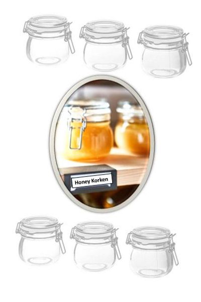 HOLLYHOME Korken 6-Piece Vacuum Lid Simple Jam Mini Glass Jar 6x13 Cl