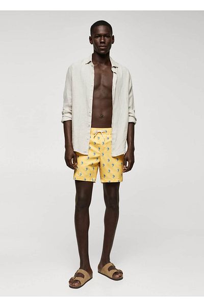 MANGO Man Badeanzug mit Seepferdchen-Muster