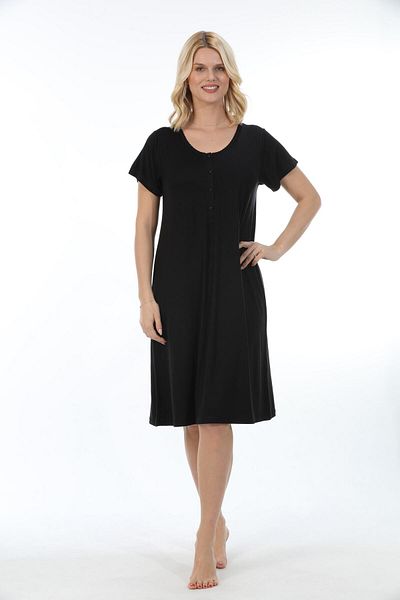 Etoile Women's Bamboo Color Optional Short Sleeve Nightgown