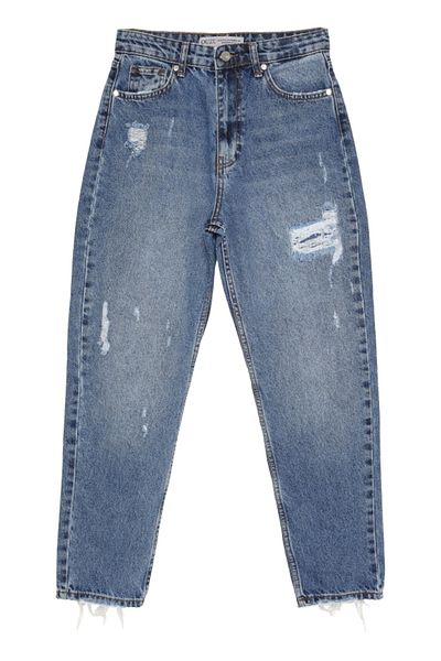 Quzu Pantaloni din denim cu detaliu rupt albastru