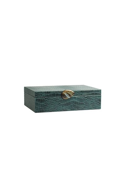 MOENAStudio Moena Studio Decorative Crocodile Pattern Large Size Green Color Faux Leather Box