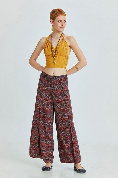 Clandestino Bohemian Tie-Up Puzzle Trousers Purple