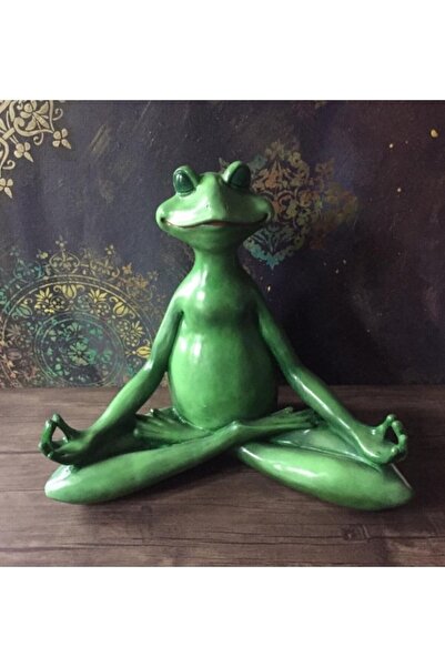 HAND DEKOR Dekoratif Büyük Boy Yoga Yapan Kurbağa Heykel Biblo