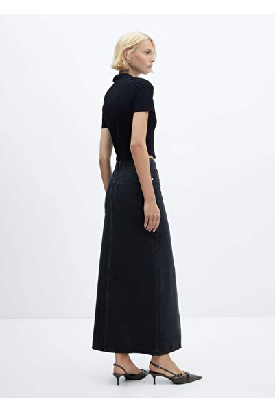 MANGO Woman Yırtmaçlı denim etek