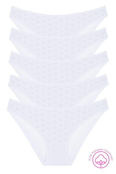 Newlilla 1501 Herz 100% Baumwolle 5-teiliges Damen-Bikini-Höschen-Set 1501-v1