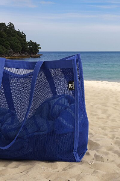 ELEPHANT ÇANTA Saks Blue υψηλής ποιότητας γυναικεία τσάντα παραλίας - 39x50 cm ύφασμα από πλέγμα μεγάλου όγκου