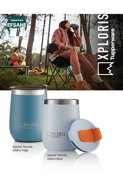 Tupperware Xploris Thermos Green 230 ml Blue 230 ml Set of 2 Tupperware Thermos XPLORIS
