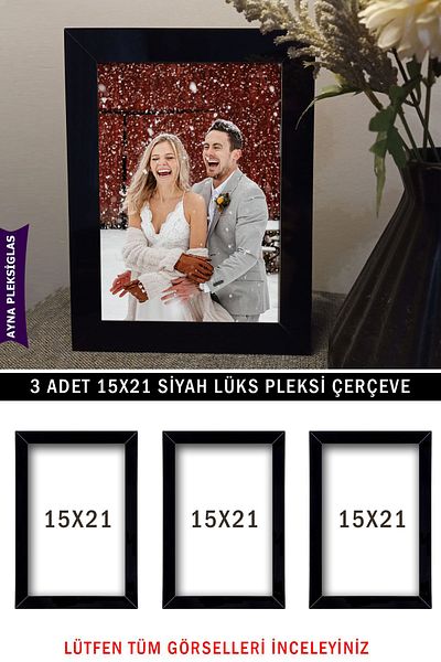 Bytwo 3 Pieces 15x21 A5 Black Mirror Plexiglass Frame - Luxury Plexiglass Frame