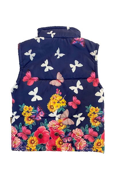 Else Bebe Girl's Navy Blue Butterfly Floral Vest