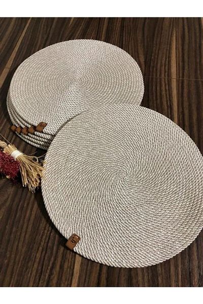 DsCasa 6 τμχ American Service Runner Straw Plate Παρουσίαση κοστούμι προίκας πλεκτό πλέγμα μπαμπού κάτω από το πιάτο πυρίμαχο