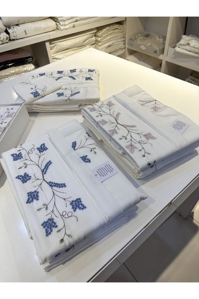 incisecrethome 100% Cotton Satin Embroidered Duvet Cover Set - Double / 6 Pieces / | Luxury Quality (elegance)