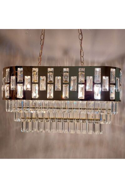 altın kristal aydınlatma Modern Dikdörtgen Yemek Masa Üstü İthal Mal 3 Katlı ...