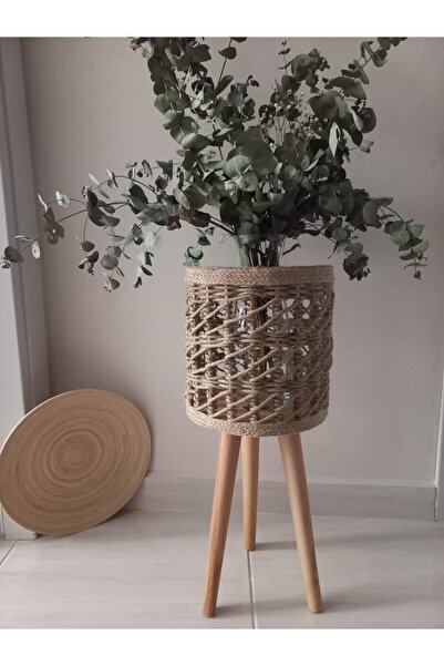 ÇamaŞırcıM Hasır Çiçeklik Ayaklı Sepet Saksı