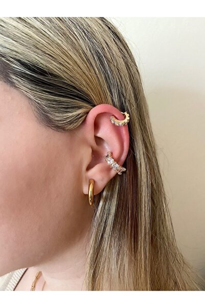 AksesuarVadisi Tamtur Zirkon Taşlı Kıkırdak Küpe.