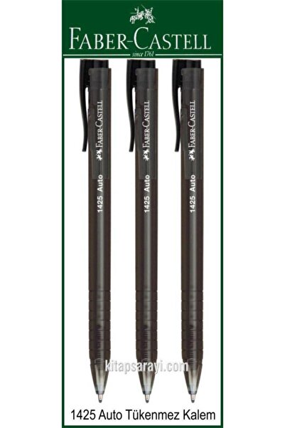 Faber Castell 1425 Auto Basmalı Tükenmez Kalem Siyah 3 Adet