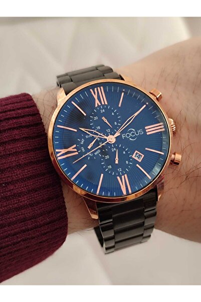 Focus Erkek Kol Saati Fonksiyonlu Takvimli Çelik Kordonlu 1439