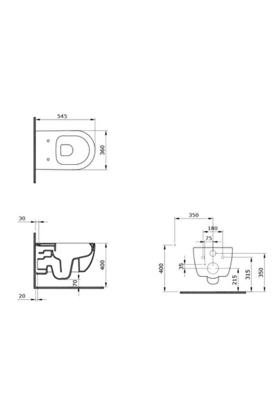 Bocchi V-tondo Rimless Asma Klozet Kanalsız Kısa Kapak Hariç Mat Beyaz