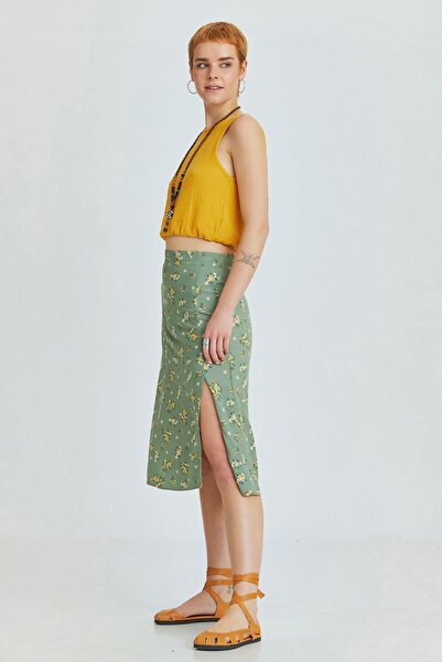 Clandestino Зелена міді спідниця - з розрізом збоку