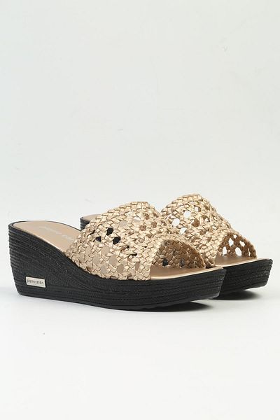 Pierre Cardin ® |   Pc-3530 - Gold - Straw Women's Slippers