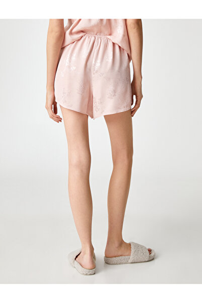 Koton Satin-Pyjamahose, Shorts, Jacquard-Blumenmuster