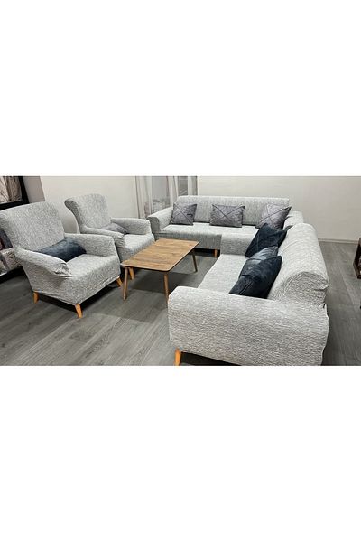 ÖZMAKAN Σετ κάλυμμα καναπέ Flexible Jacquard 3+3+1+1 Βαμβακερό - Stretch Elastic