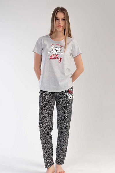 C&City Snow Melange Cotton Women's Pajama Set - Short Sleeve
