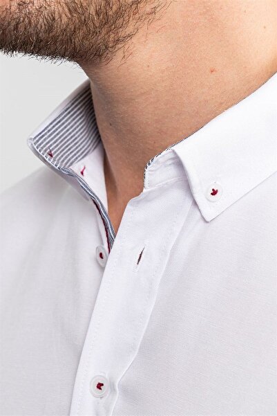 Tudors Slim Fit Uzun Kollu Düğmeli Yaka Düz Spor Erkek Gömlek