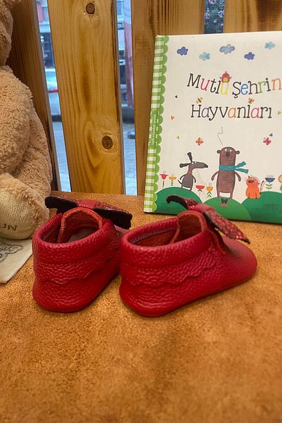Beybium Adele Genuine Leather Baby Moccasin Red