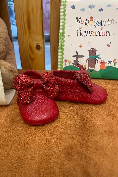 Beybium Adele Genuine Leather Baby Moccasin Red