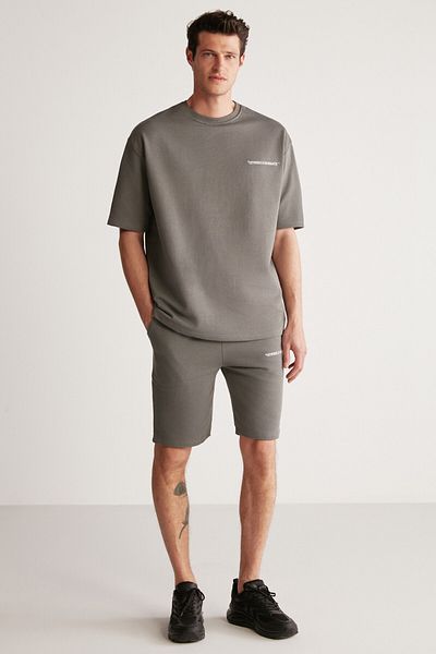 GRIMELANGE Colombia Herren-Trainingsanzug-Set, 2-teilig, Comfort Fit, Polarless, bestickt, Grau