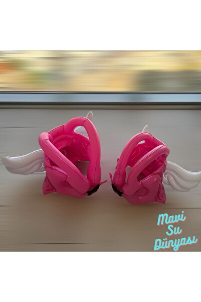 mavi su dünyası Çocuk Şişme Can Yeleği Can Simidi Kanatlı Pembe Renk Deniz Havuz - Mavi Su Dünyası